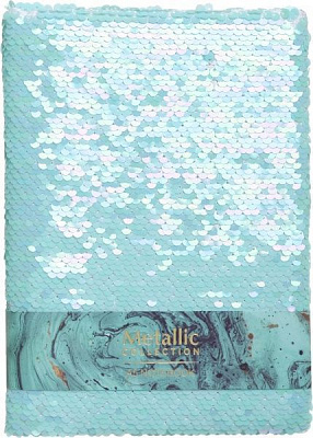 Книга для нотаток Паєтки А5 80 аркушів бірюзовий