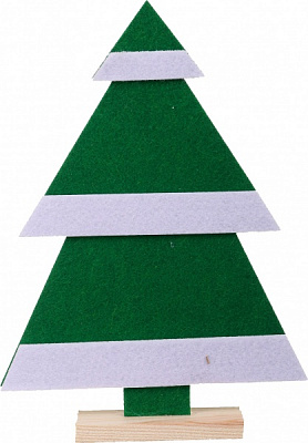 Декорація новорічна з фетру Ялинка на підставці 24 см зелений 120752