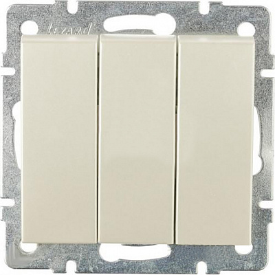 Вимикач триклавішний Lezard Rain без підсвітки 250В перлинно-білий 703-3088-109