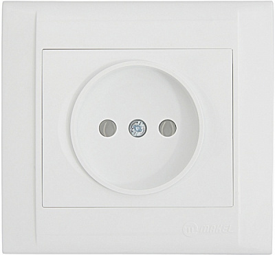 Розетка без заземлення Makel Defne зі шторками білий 42001052