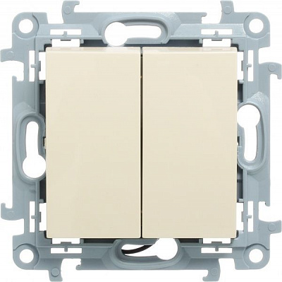 Вимикач двоклавішний Simon 10 з підсвіткою 10 А 250В кремовий CW5BL.01/41