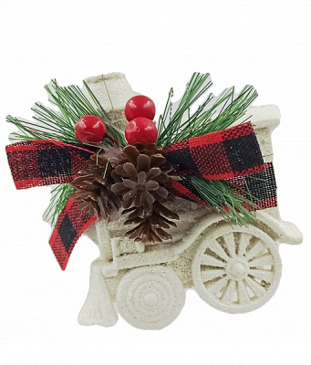 Декоративная подвеска Поезд 9 см белый LD21036W