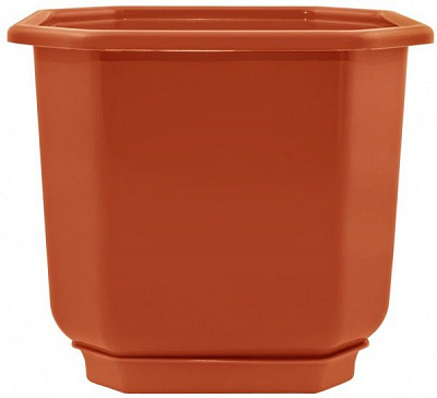 Горшок пластиковый Алеана Дама квадратный 16л терракот (112022) 