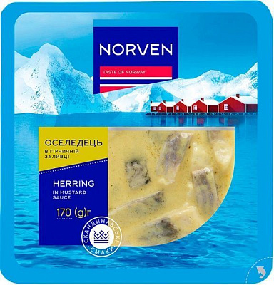 Оселедець Norven шматочкі в гірчичному соусі 170 г