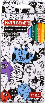 Олівці кольорові Пиши-стирай 12 шт Nota Bene
