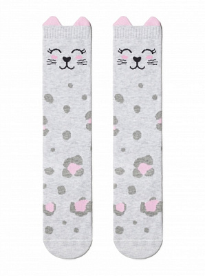 Гольфы детские для девочек Conte-Kids TIP-TOP (мордашки) 19С-141СП 044 р.16 светло-серый 