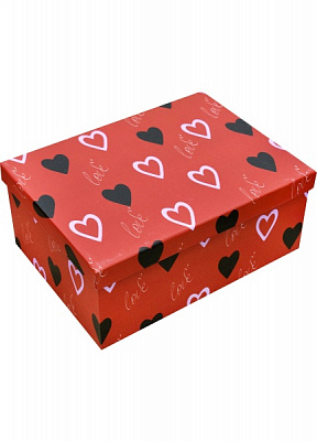 Коробка подарункова прямокут.червона з серцями 111020697 31х23 см