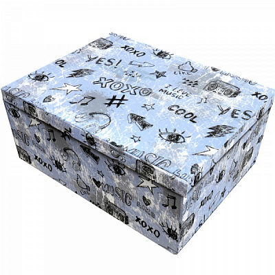 Коробка подарочная серая с рисунками 1110206201 19х13 см