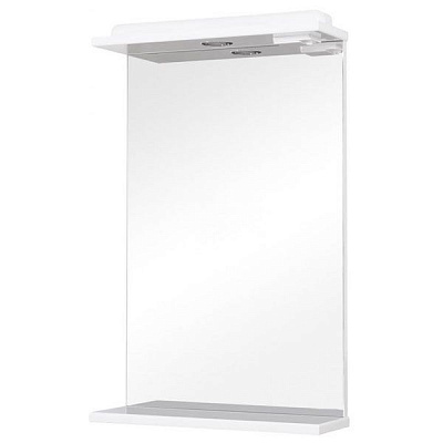 Зеркало Aqua Rodos Decor 50 белое с подсветкой и полкой 