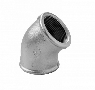 Колено 45° ВВ Atusa оцинкованный (белый чугун) O1/2