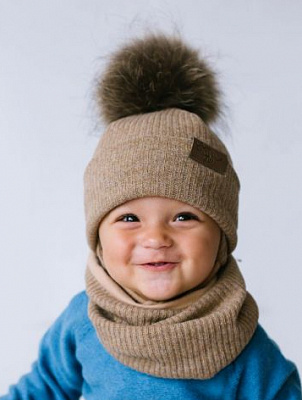 Комплект шапка + снуд для мальчиков Dembo House Гоги р.44-48 бежевый 