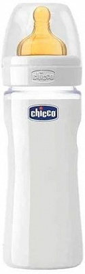 Пляшка дитяча Chicco скляна ВРА 240 мл з латексною соскою нормальний потік від 0+ 1шт