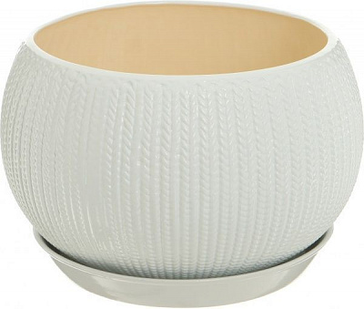 Горщик керамічний Оріана-Запоріжкераміка Куля Коса глянець круглий 13л білий