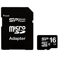 Карта пам`яті Silicon Power microSDHC 16 GB Class 4 + SD adapter