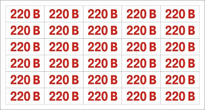Наклейка Обозначение напряжения 220 В 35х15 мм 30 шт.