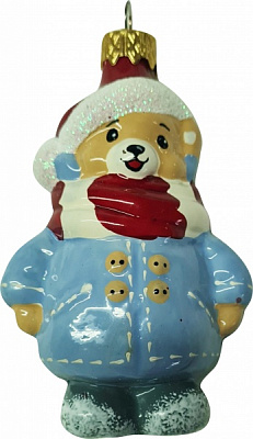 Ялинкова іграшка Полімер Ведмедик в кожушку 10 см