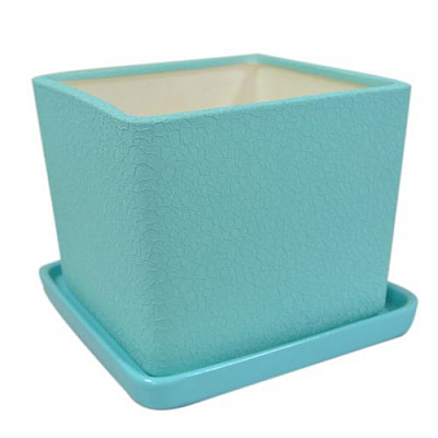 Горщик керамічний Оріана-Запоріжкераміка Квадрат №2 шовк квадратний 5л бірюзовий