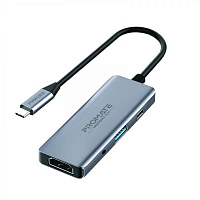 USB-хаб Promate UniPort-C4 USB-C PD/HDMI/2xUSB 3.0/AUX 3.5мм Grey