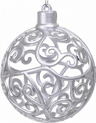 Декоративна підвіска Куля 8x9 см срібло NY21051