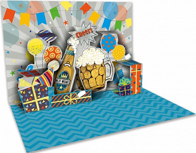Открытка поздравительная POP-UP з 3D-рисунком всередине и с конвертом 