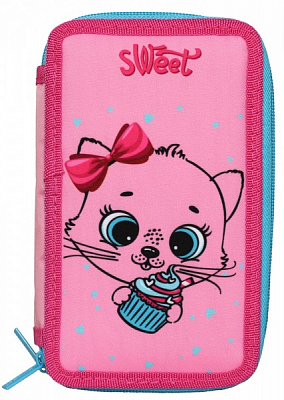 Пенал школьный Sweet Kitty 22604С CLASS розовый с рисунком