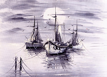 Репродукция Корабли в море-1 50x70 см Арт Фемелі 