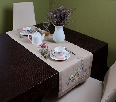 Доріжка з бордюром «Time for tea» 299-17/00 40x140 см лляний Едельвіка
