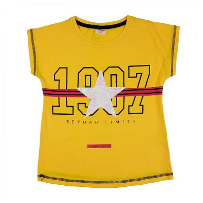Футболка для дівчинки AKKU з зіркою р.140 жовтий 9028