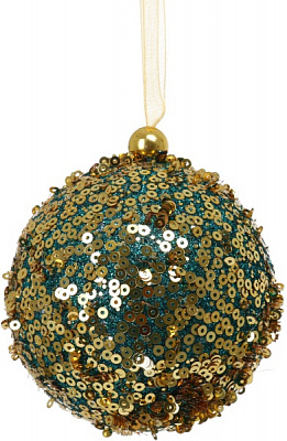 Елочная игрушка в форме шара с пайетками и блестками CAA126140 8 см 