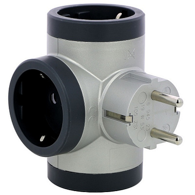 Трійник Legrand 3х2К+З преміум із заземленням 3 гн. алюміній 694523