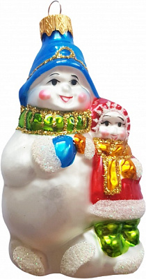 Підвіска Юріта Сніговик і дівчинка F222 білий із блакитним