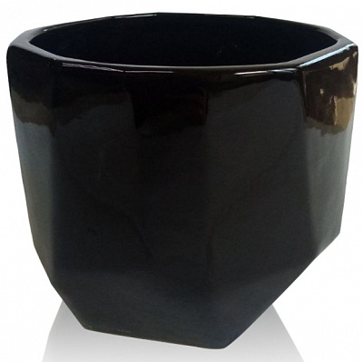 Кашпо керамічне 13x13x12 см фігурний 0,7 л чорний (205-12)