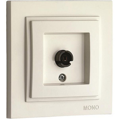 Розетка TV кінцева із заземленням Mono Despina з екраном без шторок без кришки крем 102-170005-138