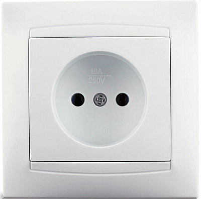 Розетка без заземления Erste Prestige без шторок белый 9206-46,W