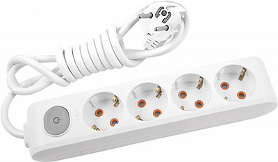 Удлинитель 16 А 230 В с заземлением 4 гн. белый 3 м 90118403 