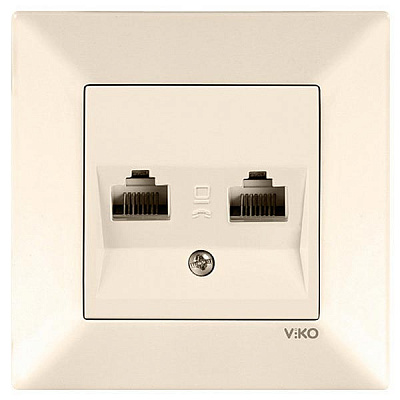 Розетка двойная Viko Meridian RJ45+RJ11 крем