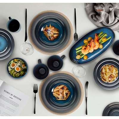 Блюдо овальное Krauff Lucerne Black&Blue 15,6х31,2 см 24-320-011