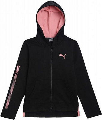 Джемпер Puma Girls Hooded Full-Zip FL 58489551 р. 128 чорний