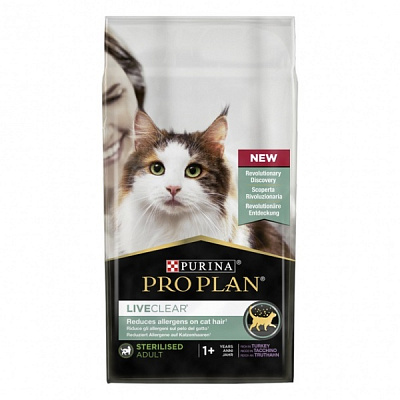 Корм для стерилизованных котов ProPlan LiveClear индейка 1,5 кг