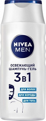Шампунь-гель Nivea 3в1 Освежающий для волос, бороды и тела 250 мл 286 г
