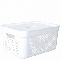Корзина для белья Алеана Simple с крышкой 15 л белый
