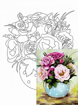 Холст на картоне с контуром Натюрморт №27 Rosa Start 