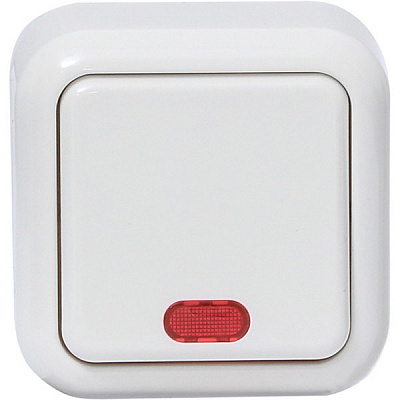 Вимикач одноклавішний Expert Power IP20 з підсвіткою 10 А 250В білий HSN-SWP.H3A20G1W1L-WH