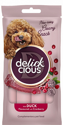 Ласощі DELICKCIOUS для собак з качкою та додаванням журавлини, 4х15 г