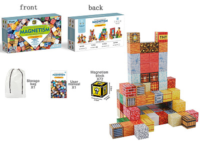 Конструктор магнитный Zhorya Блоки 72 элемента YN2023-72