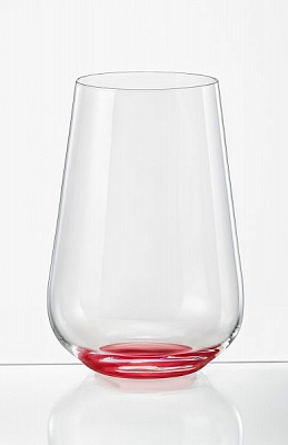 Набір склянок високих Sandra прозорий з червоним дном 380 мл 6 шт. Bohemia
