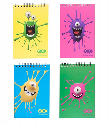 Блокнот на пружине сверху Smudges А6 40 л. картонная обложка, Kids Line, ассорти ZB.12154 ZiBi