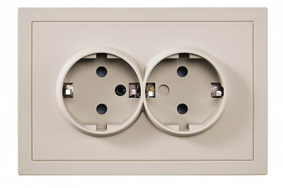 Розетка подвійна побутова із заземленням HausMark Juna IP20 пісочна/бежевий 7041-1800U2-127BQC