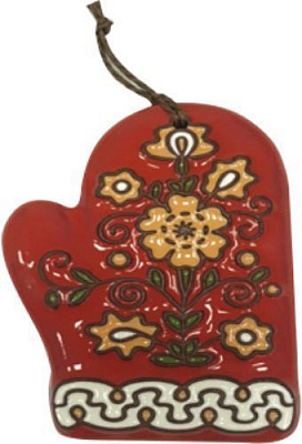 Декоративна новорічна фігура Рукавичка керамічна 13 см