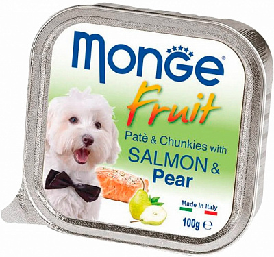 Корм вологий для усіх порід Monge FRUIT з лососем та грушею (70013246) 100 г